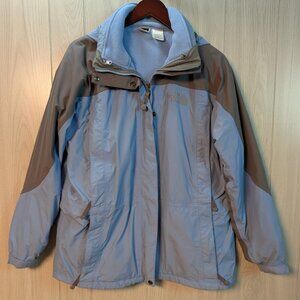 The North Face 2 in 1 HyVent Fleece Lined Hooded Jacket-Womens Large Blue Gray